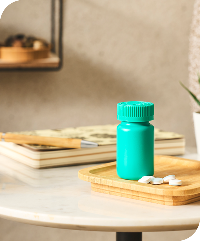Medicine bottle and tablets